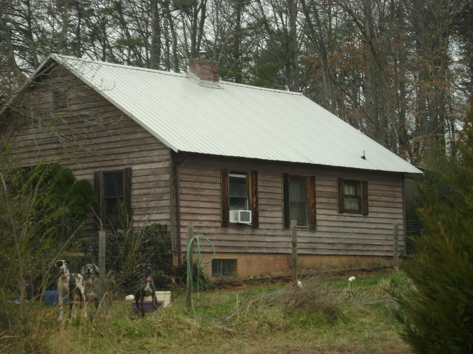 White metal roof on an old wood sided farmhouse, from a Metal Roof Installation job in Susan